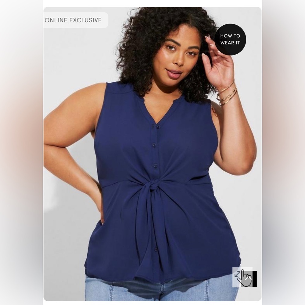 NWT Torrid Peplum Georgette Button-Front Tie-Front Blouse Size 4